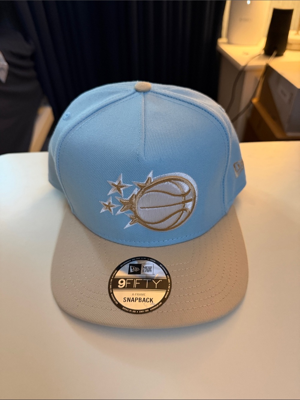 New Era Sky Blue and Tan Orlando Magic Basketball Snapback Cap